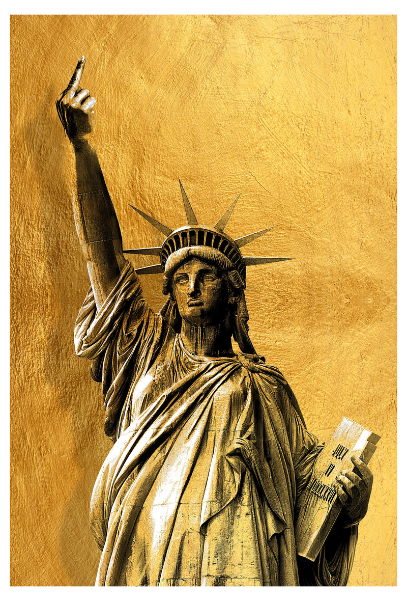 Cuadro Decorativo Especial Golden, Estatua de la Libertad Gold