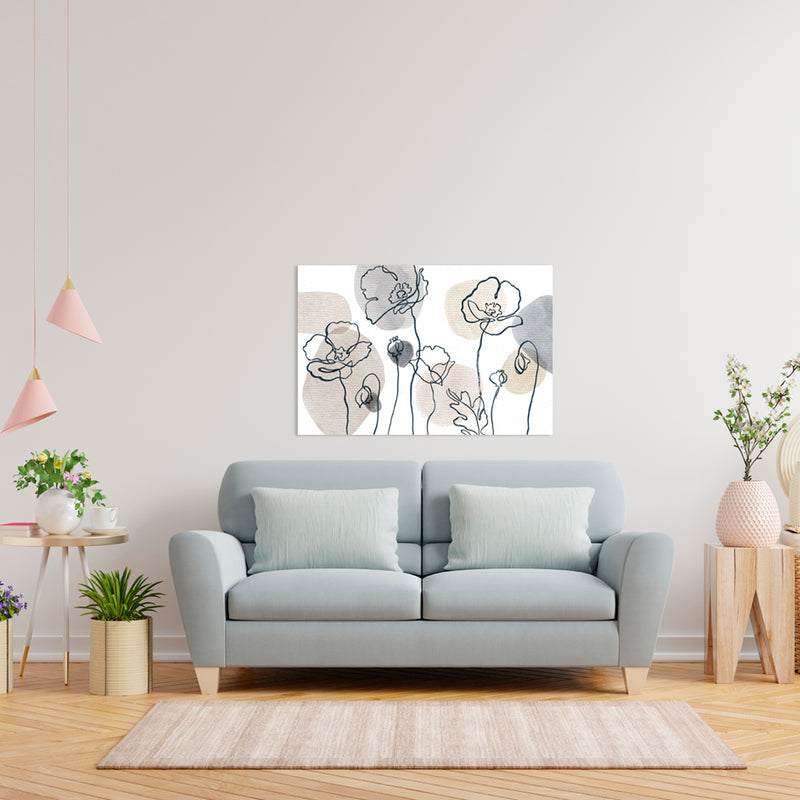 Cuadro Decorativo Abstracto, Flores Lineales