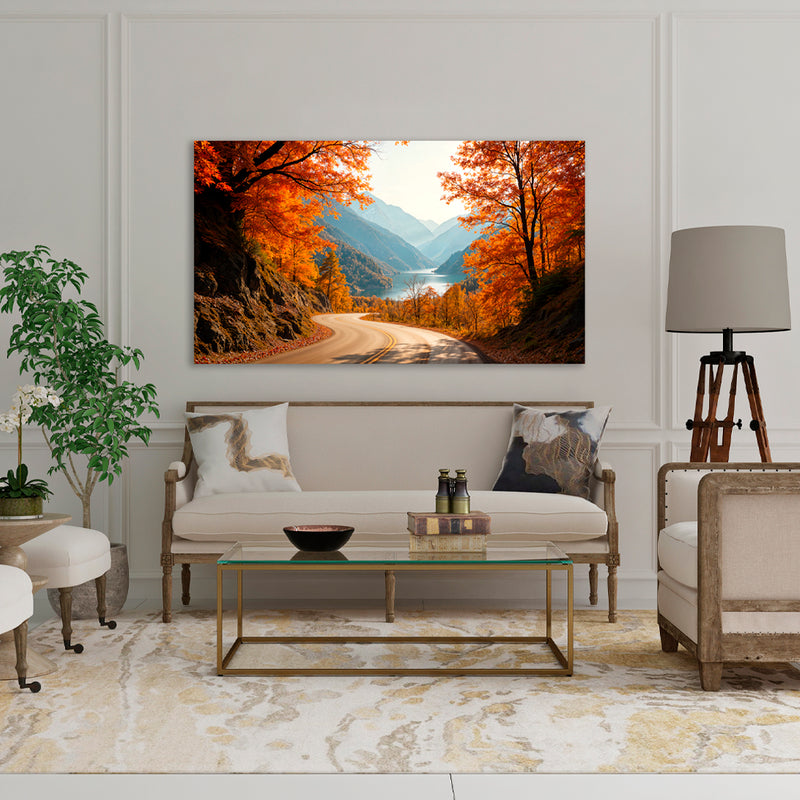 Cuadro Decorativo Paisaje Otoñal de carretera