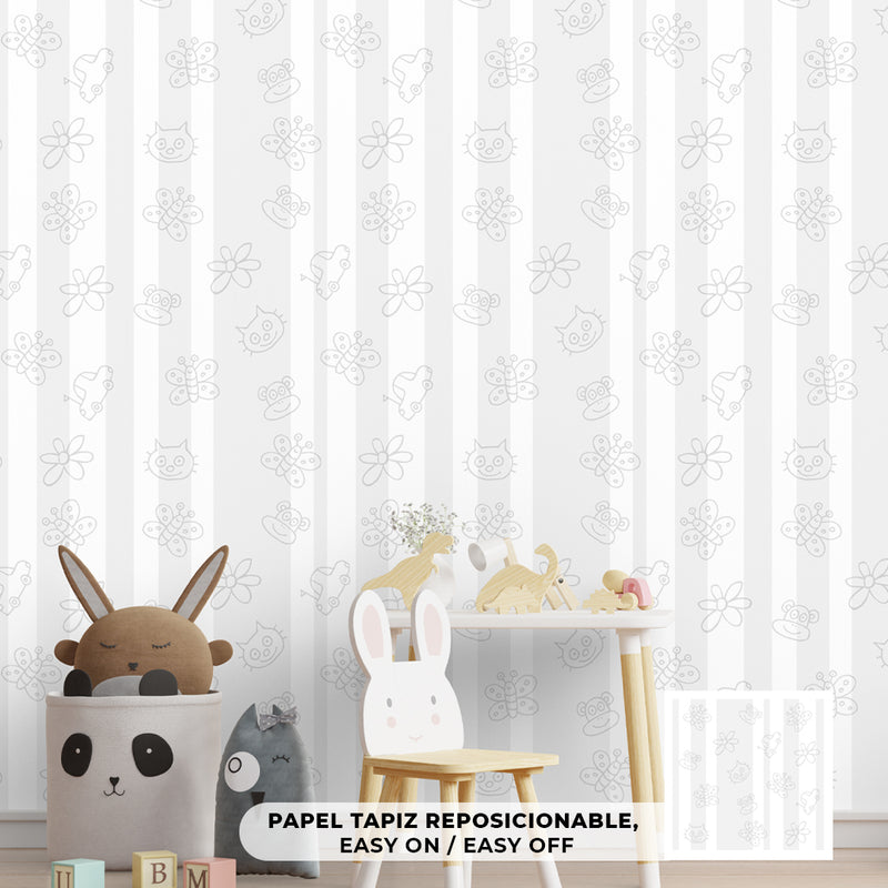 Decorativo Patrones, Figuras Infantiles en Gris