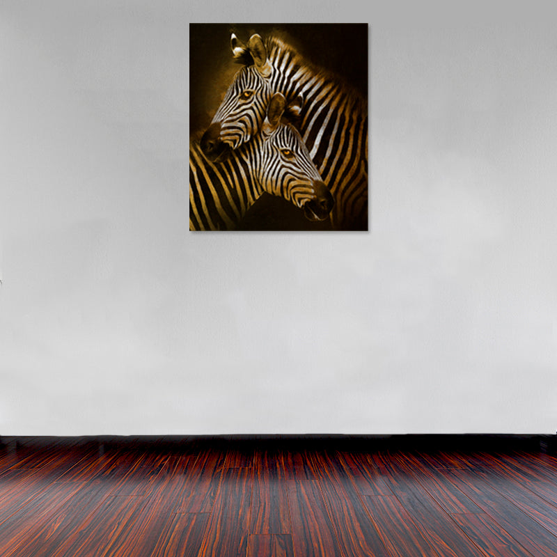 Cuadro Decorativo Especial Golden, Zebras doradas