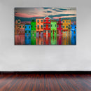 Cuadro Decorativo Paisaje, casas de colores