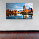 Cuadro Decorativo Paisaje, lago y árboles naranjas