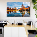 Cuadro Decorativo Paisaje, lago y árboles naranjas