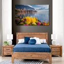 Cuadro Decorativo Paisaje, Laguna y flores amarillas