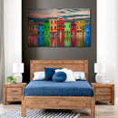Cuadro Decorativo Paisaje, casas de colores