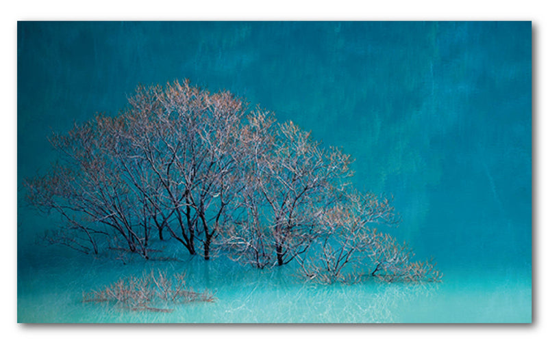 Decorativo, paisaje árbol azul
