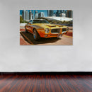 Cuadro Decorativo Carro clásico amarillo, estacionado