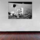 Cuadro Decorativo Espacial Misión Apolo 11, blanco y negro