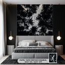 Decorativo blanco y negro, aves sobre los árboles