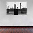 Cuadro Decorativo Blanco y negro, aves sobre el puente