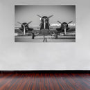 Cuadro Decorativo Avioneta frontal, blanco y negro