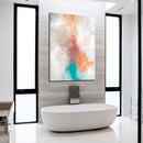 Cuadro Decorativo Abstracto, Naranja y Aqua