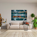 Cuadro Decorativo Invierno, barcas en lago