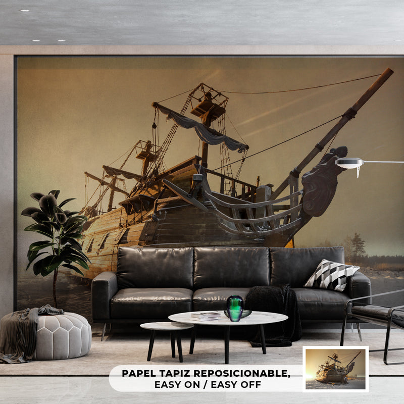 Decorativo, barco pirata exhibición