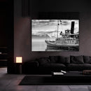 Cuadro Decorativo Barco de vapor, blanco y negro