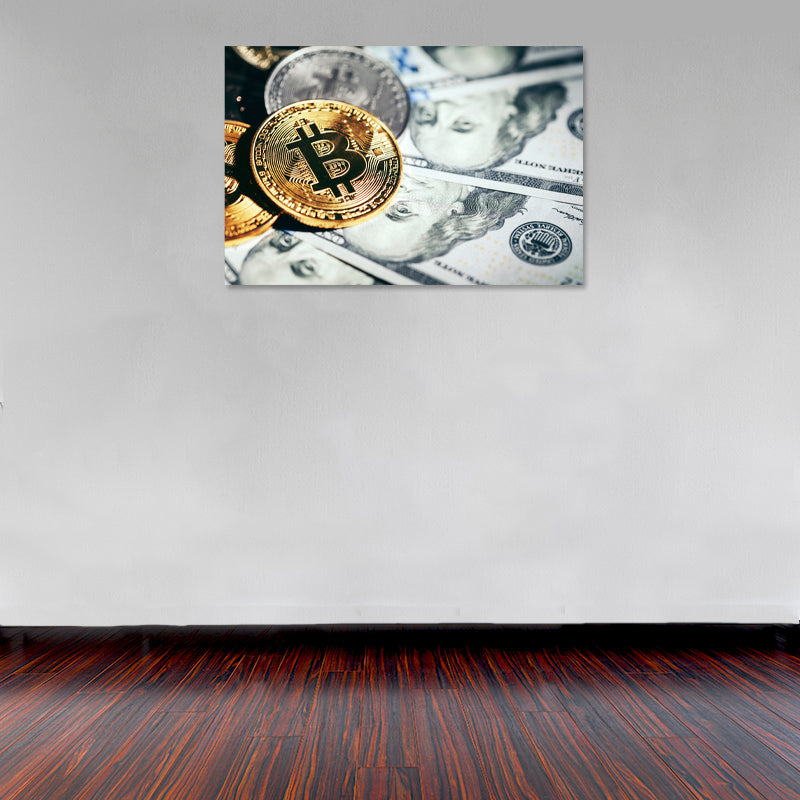 Cuadro Decorativo Dinero, Bitcoin y dólares