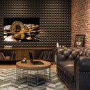 Cuadro Decorativo Dinero, Bitcoins dorados fondo negro