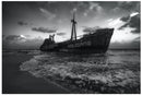 Cuadro Decorativo Buque carguero, blanco y negro