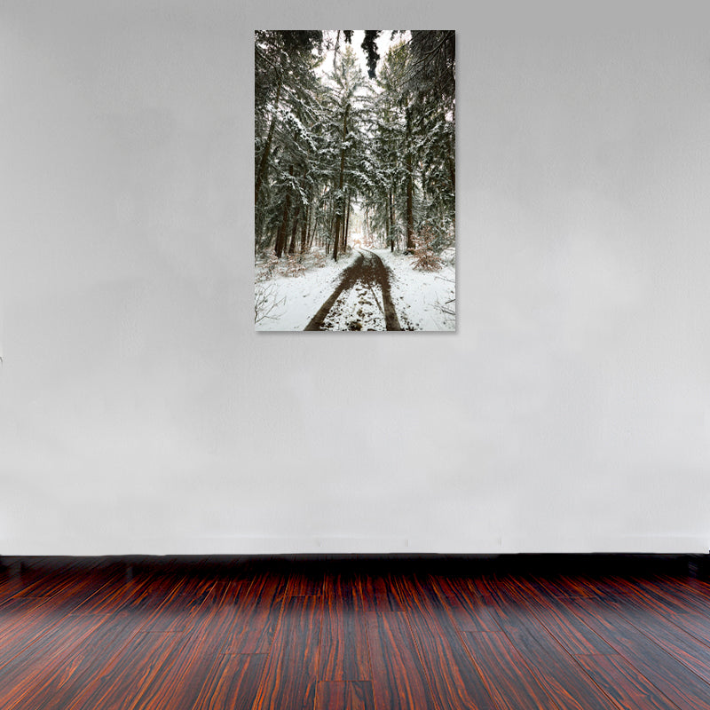 Cuadro Decorativo Invierno, camino entre pinos