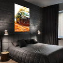 Cuadro Decorativo Carro negro sobre las hojas