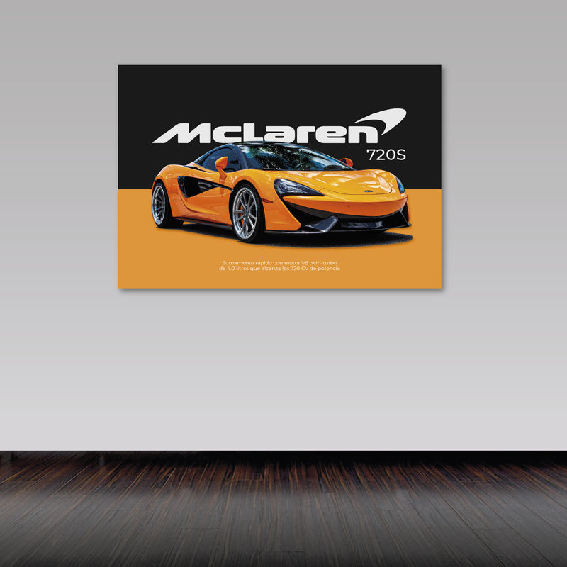 Cuadro Decorativo Contraste McLaren 720S naranja