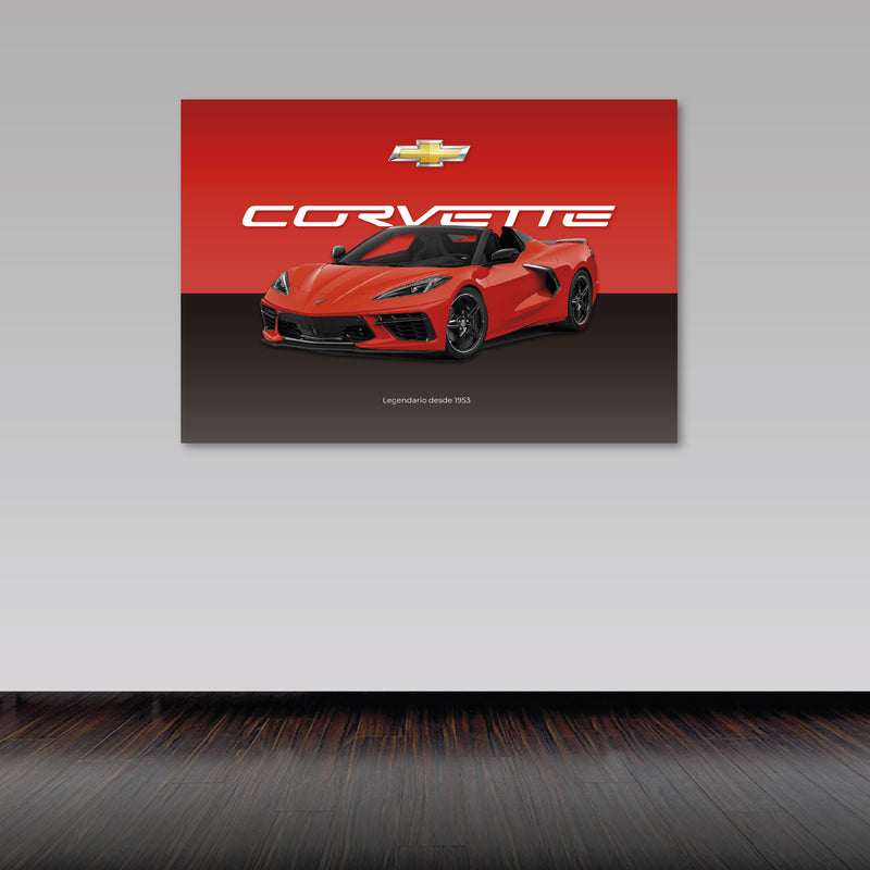 Cuadro Decorativo Contraste Corvette rojo