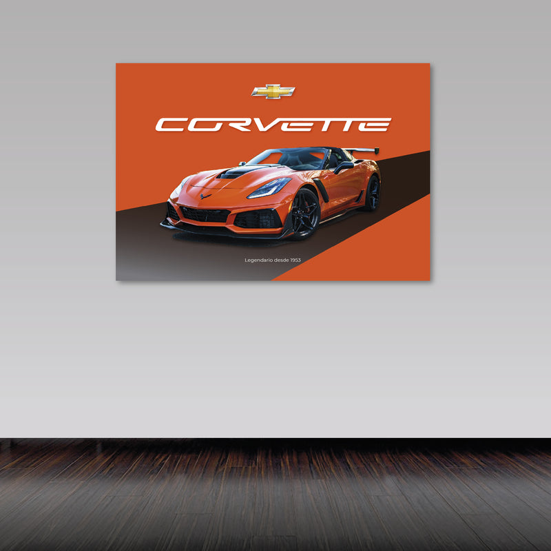 Cuadro Decorativo Contraste Corvette naranja