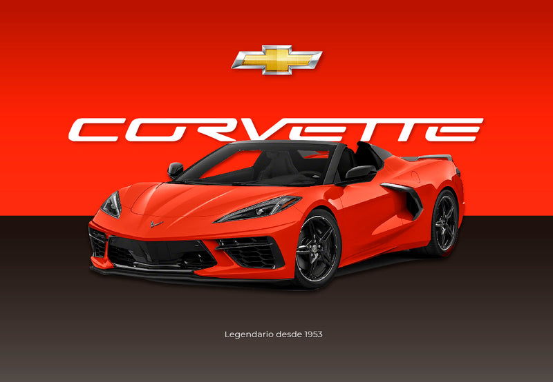 Cuadro Decorativo Contraste Corvette rojo