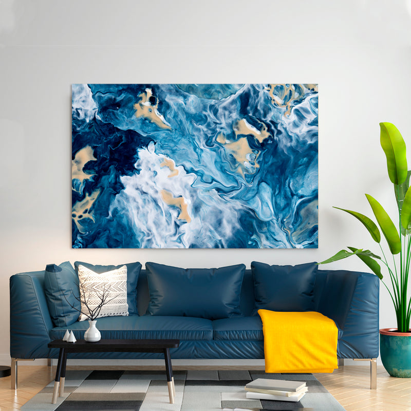 Cuadro Decorativo Abstracto, colores azul océano
