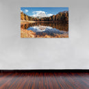 Cuadro Decorativo Otoño, cordillera y lago