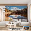 Cuadro Decorativo Otoño, cordillera y lago