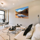 Cuadro Decorativo Otoño, cordillera y lago