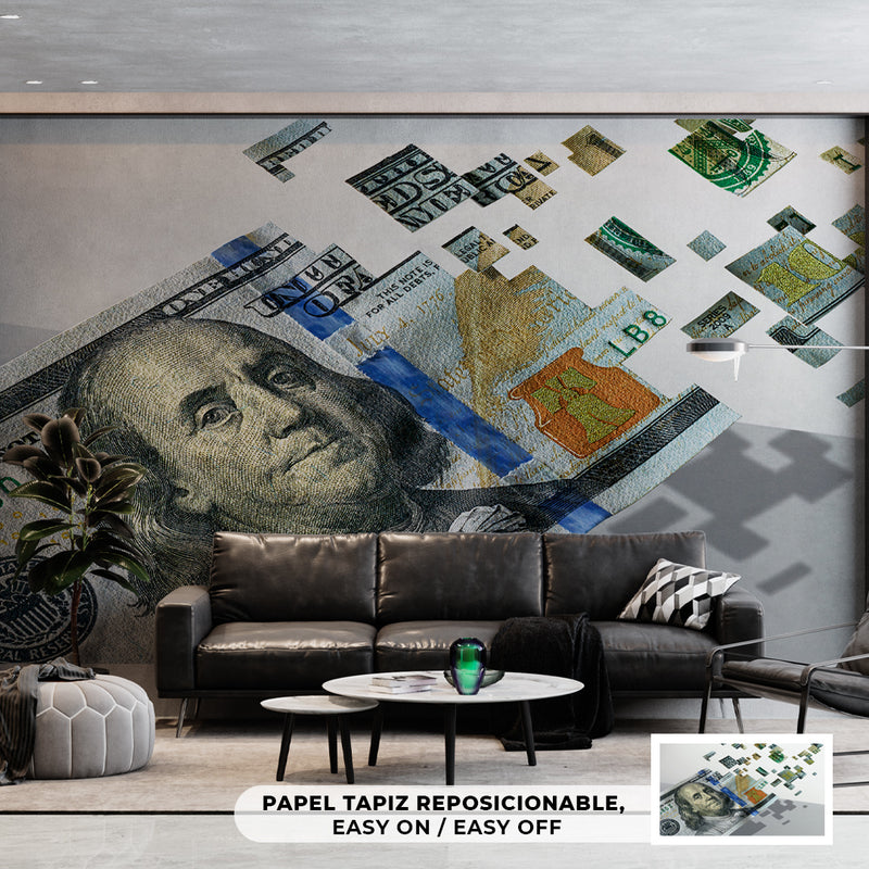 Cuadro Decorativo Dinero, Dólar en fragmentación
