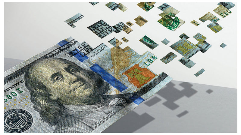 Cuadro Decorativo Dinero, Dólar en fragmentación
