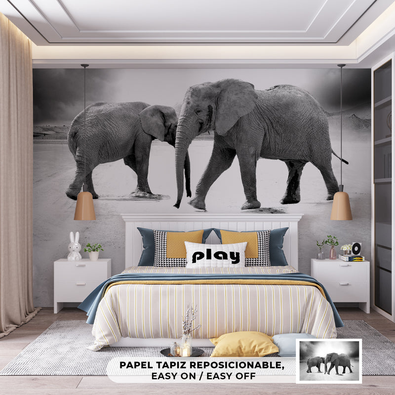 Decorativo, elefante blanco y negro
