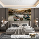 Decorativo, botes en embarcadero