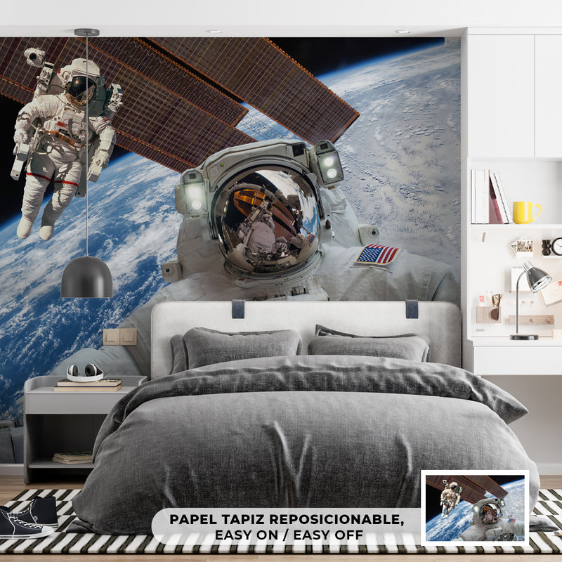 Decorativo espacial, astronautas misión internacional
