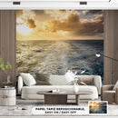 Decorativo, estela de barco en el horizonte