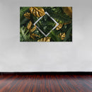 Cuadro Decorativo Floral Hojas verdes y doradas