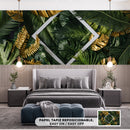 Decorativo, flores verdes y doradas