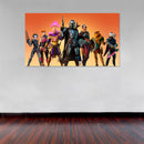 Cuadro Decorativo Videojuego, Fornite Personajes fondo naranja