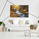 Cuadro Decorativo Otoño, hojas sobre el riachuelo del bosque