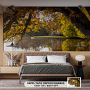 Cuadro Decorativo Otoño, lago con hojas