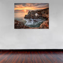 Cuadro Decorativo, mar y piedras sunset
