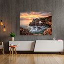 Cuadro Decorativo, mar y piedras sunset