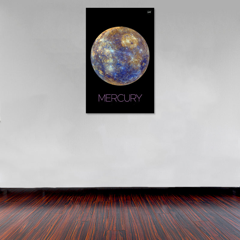 Cuadro Decorativo Espacial, planeta Mercurio destellos