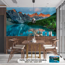 Decorativo, paisaje montañas y lago