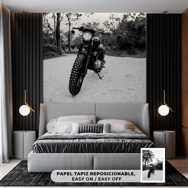 Decorativo Moto negra en blanco y negro