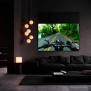 Cuadro Decorativo Moto a velocidad por la selva